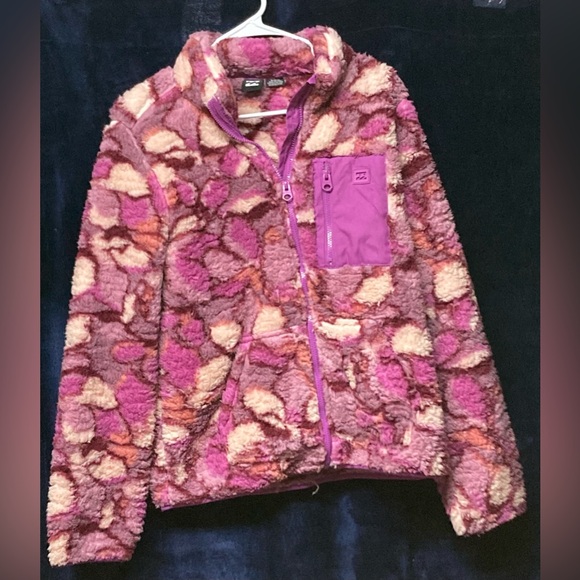 New Billabong Fuzzy Multicolor Zip-Up Jacket, size Medium - Picture 1 of 5